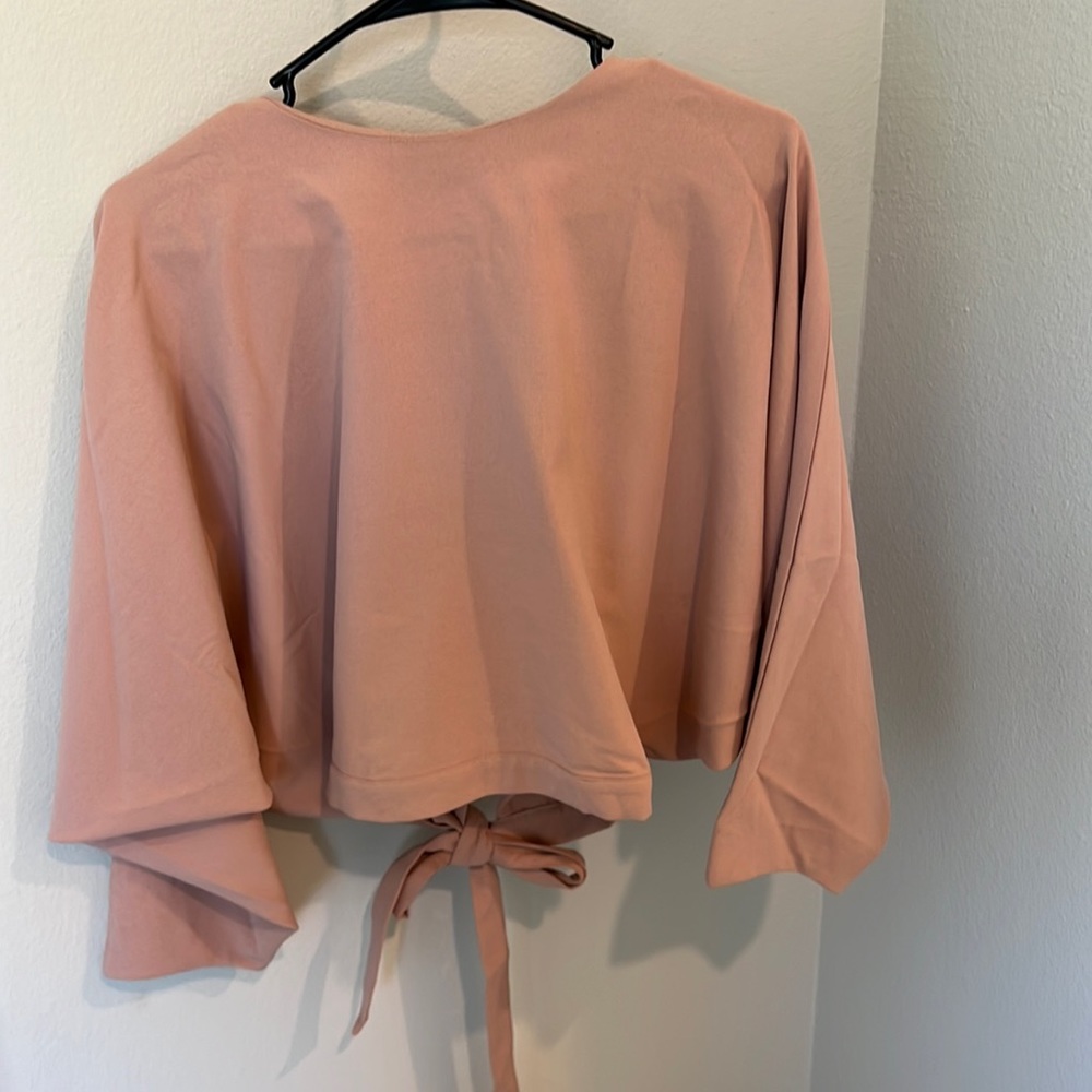 Mace pink crop open back tied bow